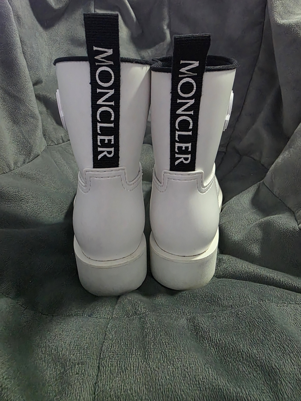 Moncler Kids White Logo-Back Ankle Boots